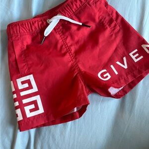 Givenchy Red Swim Trunks with White Details